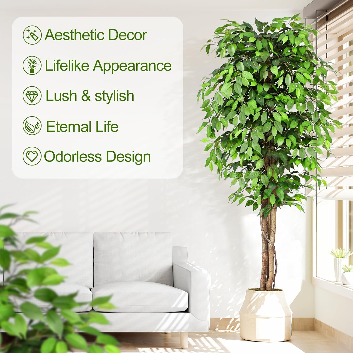 Lifelike Artificial Ficus Tree - Monstera Adansonii ulasan dan harga