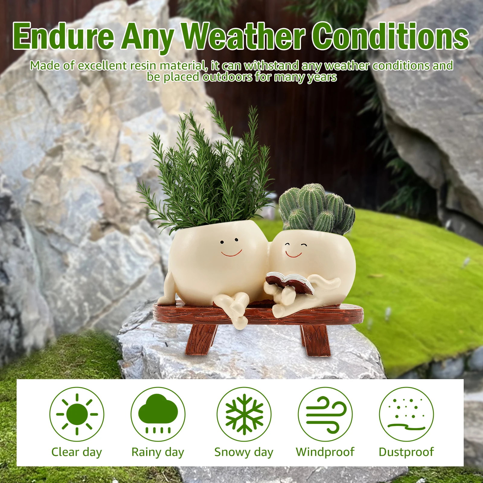 Smile Face Planter Resin Flowe - Aloe Vera Pot ulasan dan harga